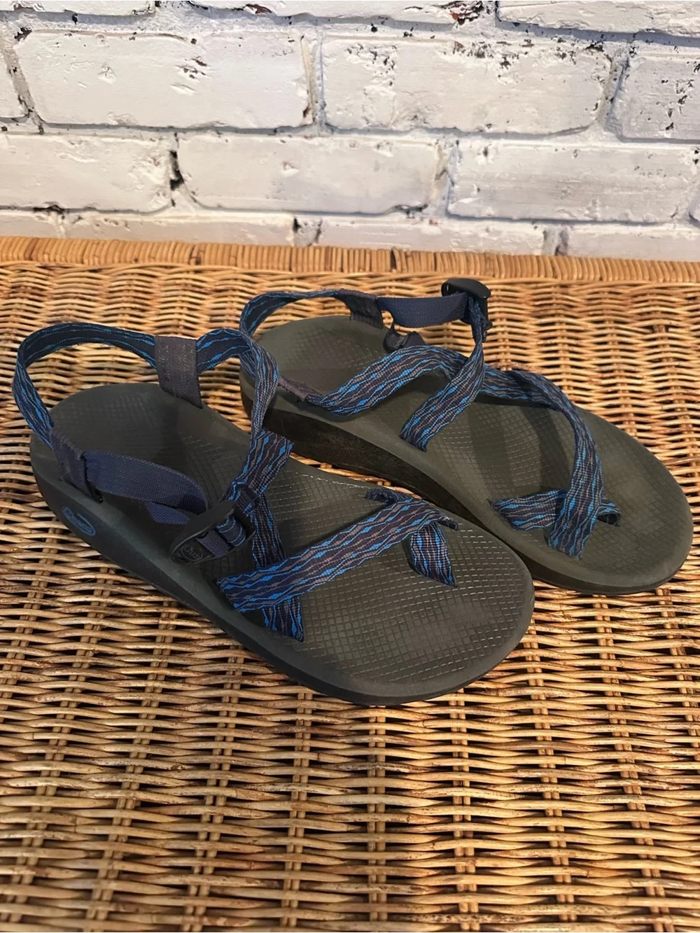 Chaco Men’s Black and Blue Hiking Casual Sandals Size 12